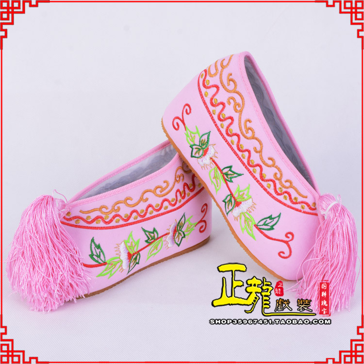 威远花旦鞋女绣花彩鞋 舒适款草花内高彩鞋