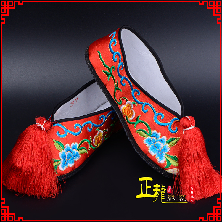 威远京剧越剧戏曲彩鞋花旦绣花 普平底彩鞋